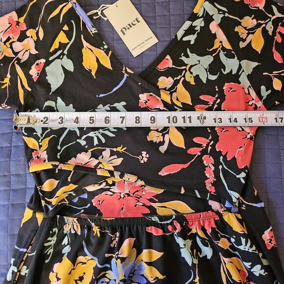 Pact Organic Cotton Fit & Flare Floral Crossback Maxi Dress  - Large - NWT - Picture 7 of 11